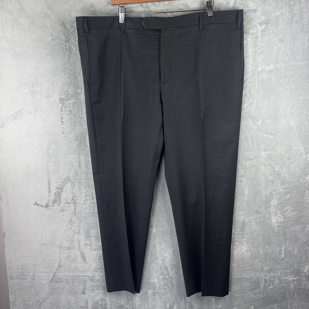 Zanella Devon Pants Mens 42x30 Gray Wool Slacks Flat Front Trousers Slacks